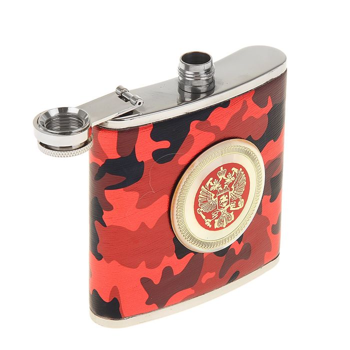 Подарочный набор 2 в 1 "Герб РФ", камуфляж: 2 фляжки × 180 мл