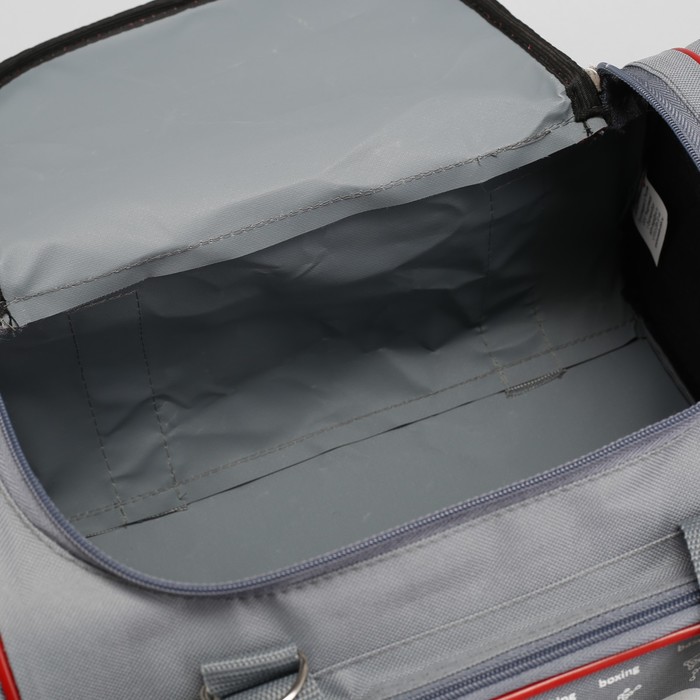 Сумка спортивная на молнии, 1 отдел, 2 наружных кармана, серый/красный