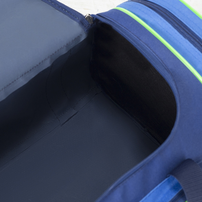 Сумка спортивная на молнии, 1 отдел, 2 наружных кармана, синий/голубой/салатовый