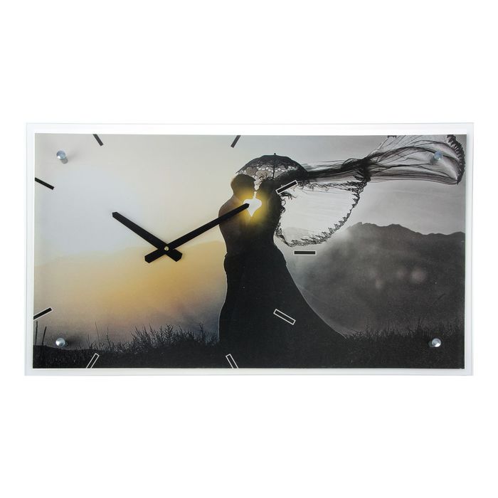 Часы настенные прямоугольные "Влюбленная пара", 35х60 см  микс