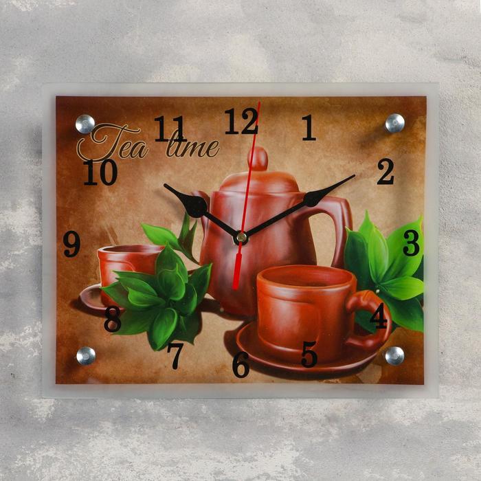 Часы-картина настенные, серия: Интерьер, Чайный набор Tea Time, 20х25 см