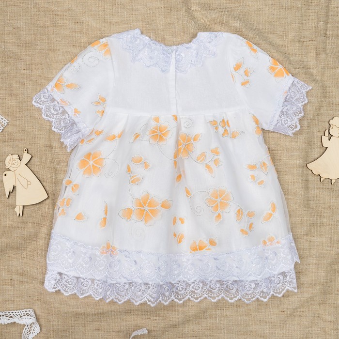 Платье крестильное, рост 62-68 см, цвет бело-персиковый 2021