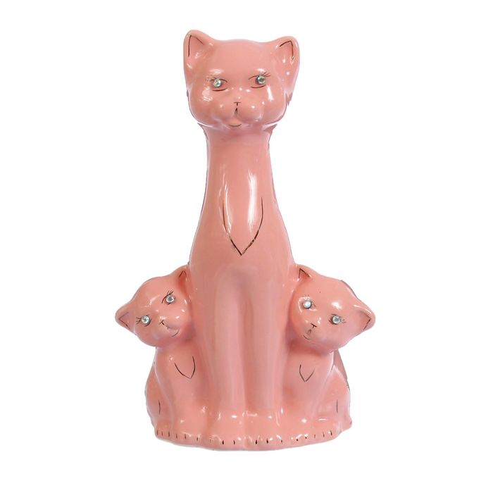 Копилка "Кошка с котятами" глазурь, розовая