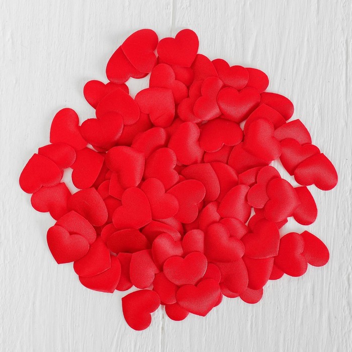 Сердечки декоративные, набор 100 шт., 2 см, цвет красный сердечки декоративные набор 5 шт размер 1 шт 5 3 5 см цвет красный