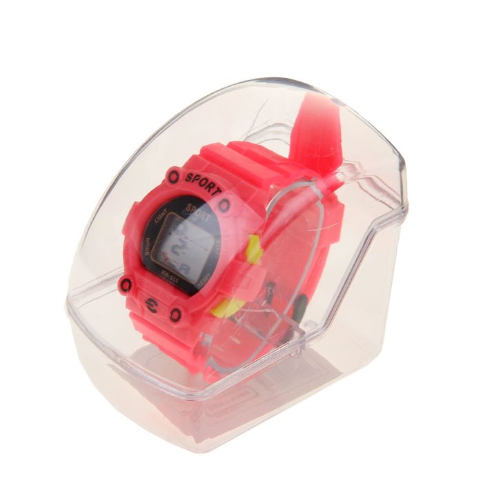 Часы наручные жен. электронные, с силик/ремешком, циферблат круг розовые 22*1,5*4 см.