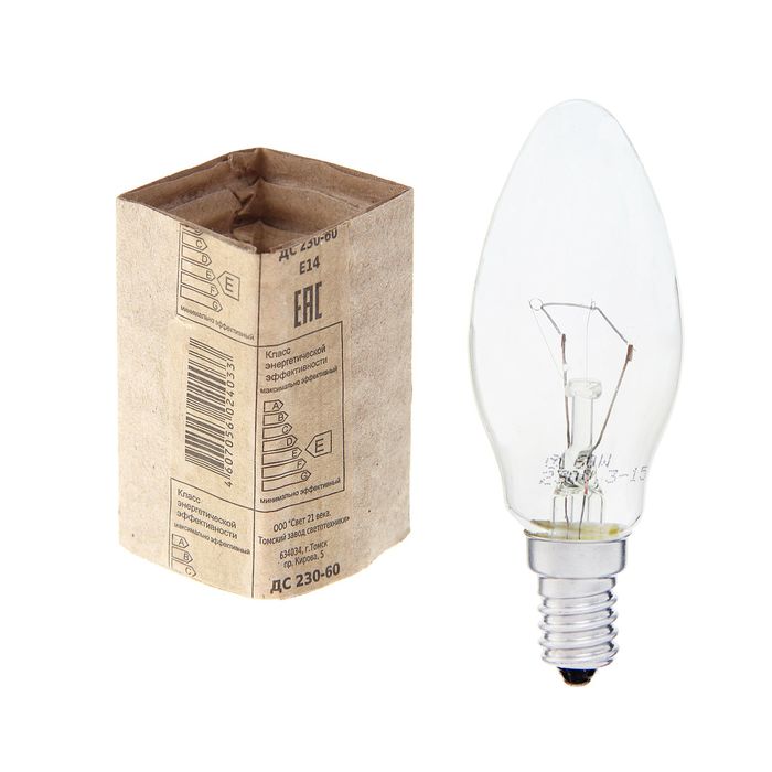 Лампа накаливания Е14, 230 В, 60 Вт
