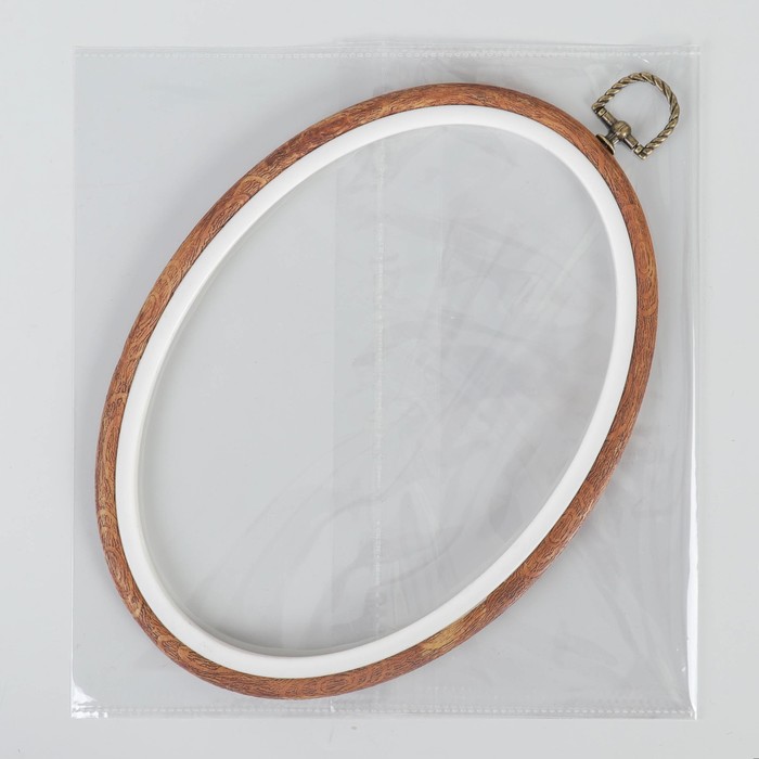 Пяльцы-рамка для вышивания овальные, под дерево, 22х15,5см