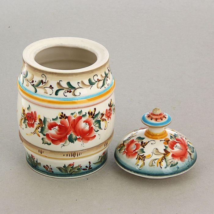 Банка «Бочонок», гжель, цветная