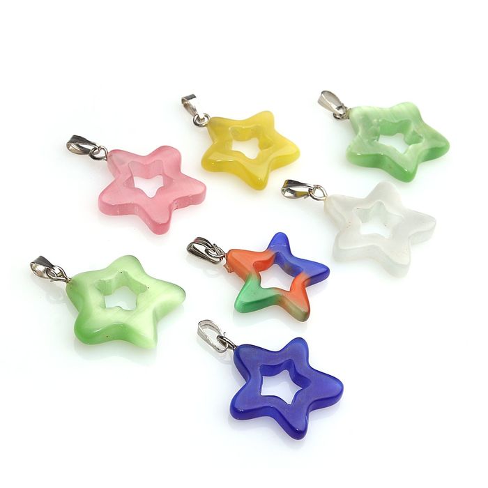 Подвеска "Кошачий глаз" звёздочка, цвет МИКС