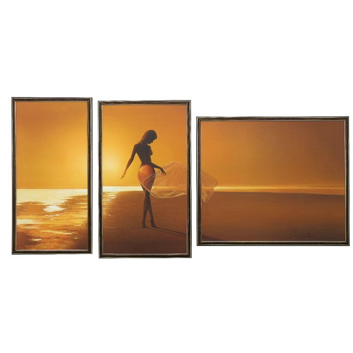 Модульная картина в раме "На пляже", 65×120 см