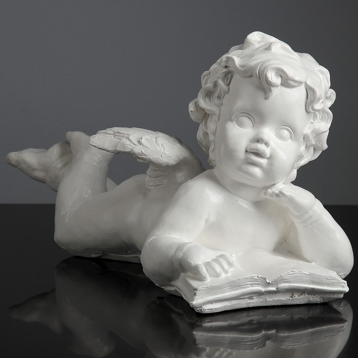 Статуэтка «Ангел с книгой» лежа белый 18 × 18 × 32