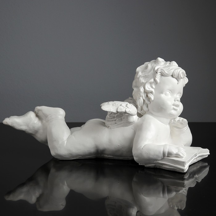 Статуэтка «Ангел с книгой» лежа белый 18 × 18 × 32