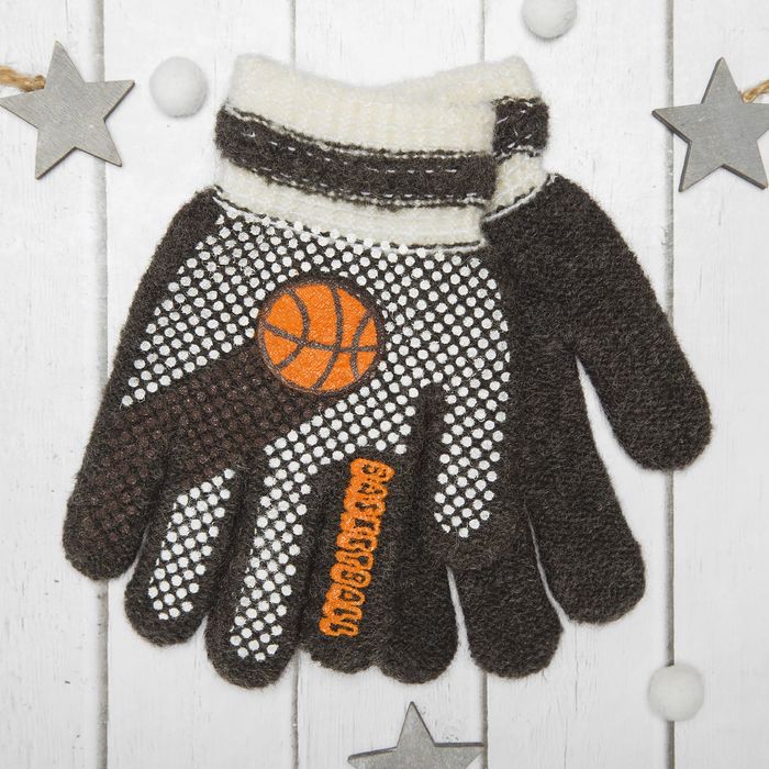 Перчатки с шерстью детские Collorista "Баскетбольный мяч", размер 18 (р-р произв. 16), цвет коричневый