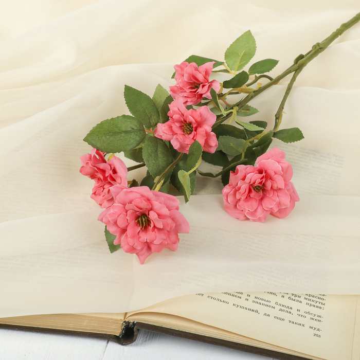 Цветы искусственные "Куст шиповника" персиковый