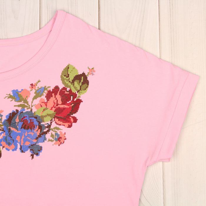 Комплект женский (футболка, бриджи), размер 52, кулирка/фуллайкра, цвет персик/синий (8015)