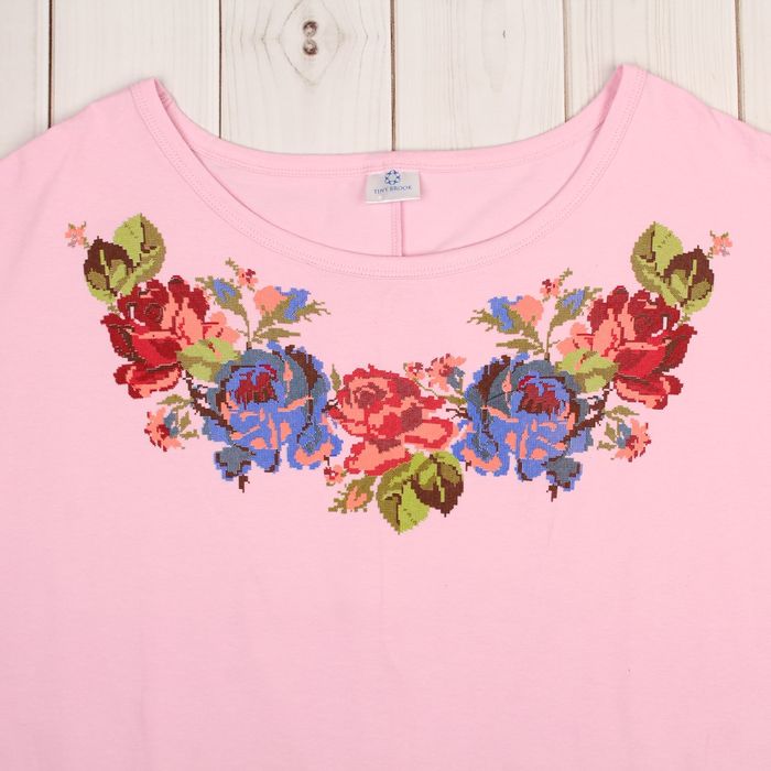 Комплект женский (футболка, бриджи), размер 54, кулирка/фуллайкра, цвет персик/синий (8015)