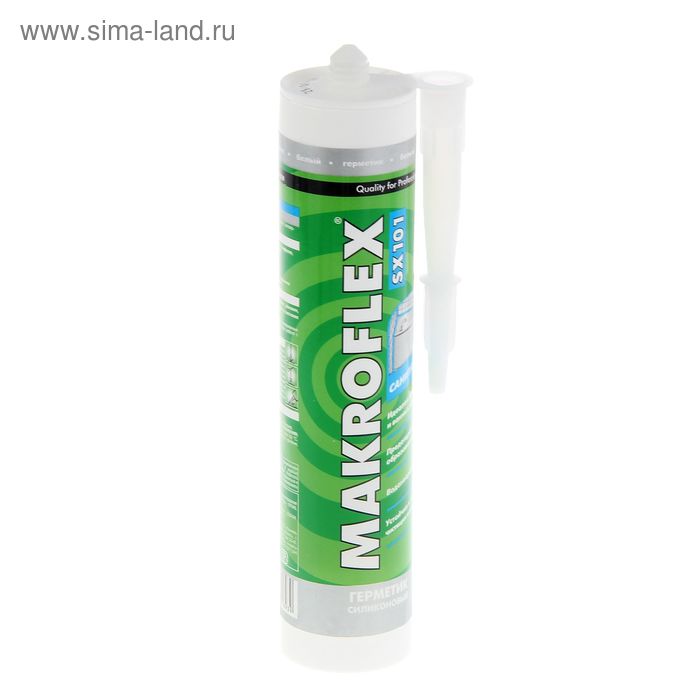 герметик makroflex sx101 санитарный 290 мл белый 342 гр Герметик силиконовый Makroflex SX101, санитарный, белый, 290 мл