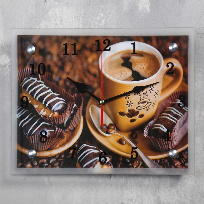 Часы настенные, серия Кухня, Кофе с пирожным, 20х25 см, микс