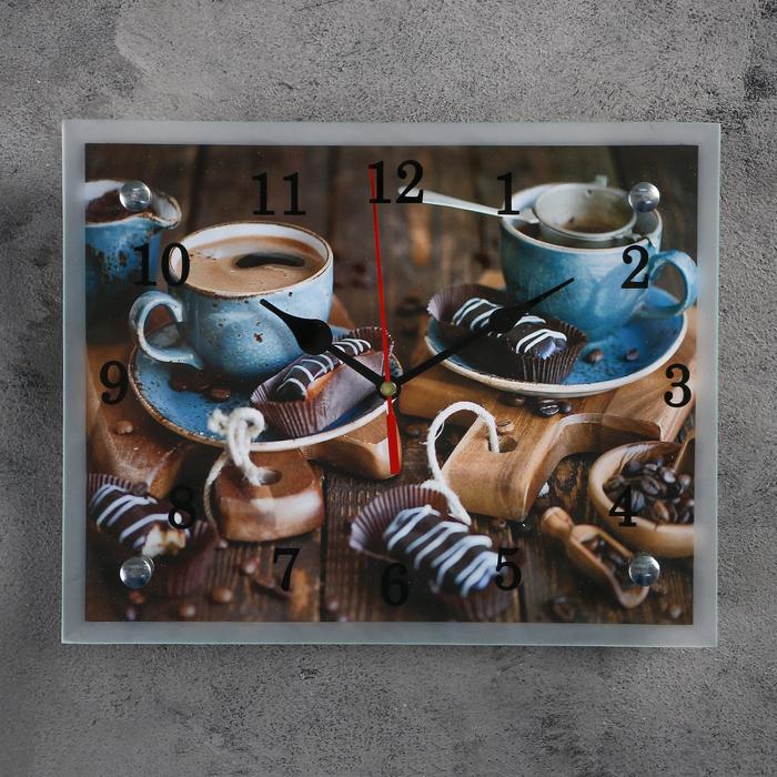 Часы-картина настенные, серия: Кухня, Кофе и конфеты, 20х25 см