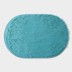 Коврик для ванной овальный Доляна «Пушистик», 40×60 см, цвет лазурный Ош