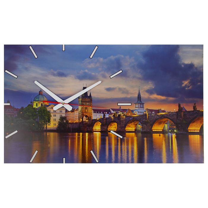 Часы настенные прямоугольные "Карлов мост", 61х37 см микс
