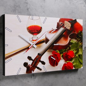 

Часы настенные, серия: Музыка, "Розы и скрипка", 61х37 см, микс
