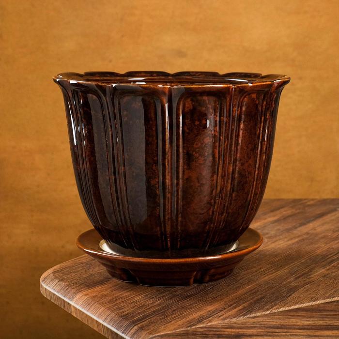 Кашпо "Элита" коричневое 5,5 л