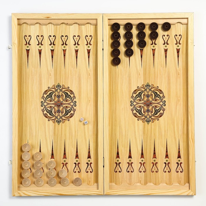 фото Нарды "аве цезарь", деревянная доска 60 х 60 см, с полем для игры в шашки take it easy