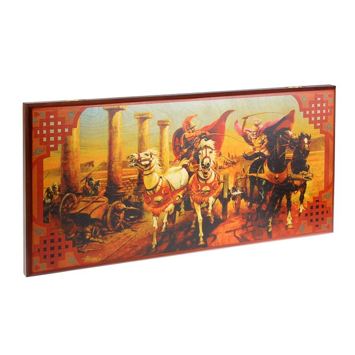 Нарды-шашки "Гонки на колесницах" (доска дерево 60х60 см)