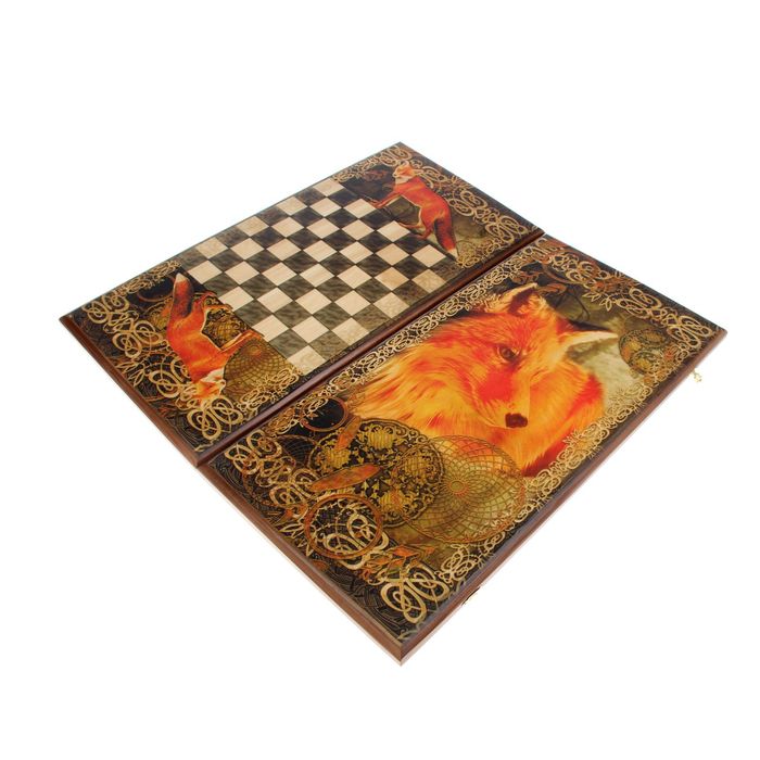 Нарды-шашки "Лис" (доска дерево 40х40 см)
