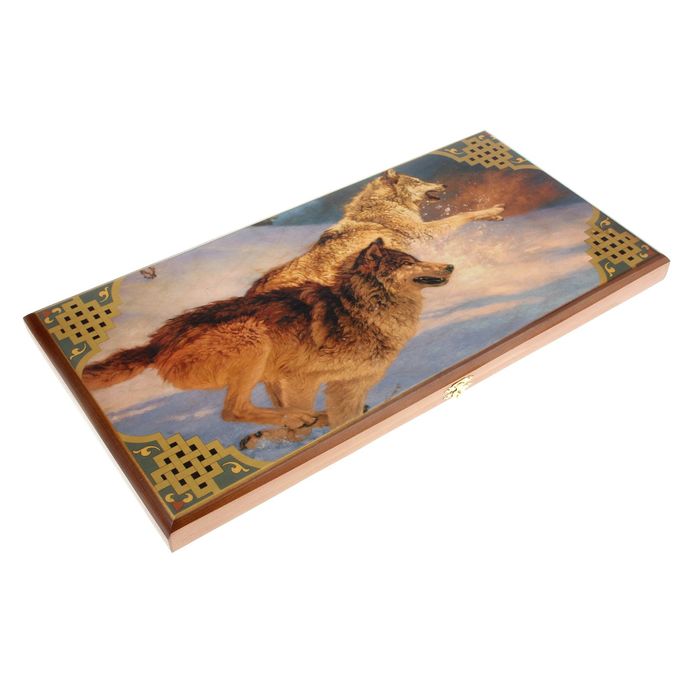 Нарды-шашки "Волки 3" (доска дерево 50х50 см)