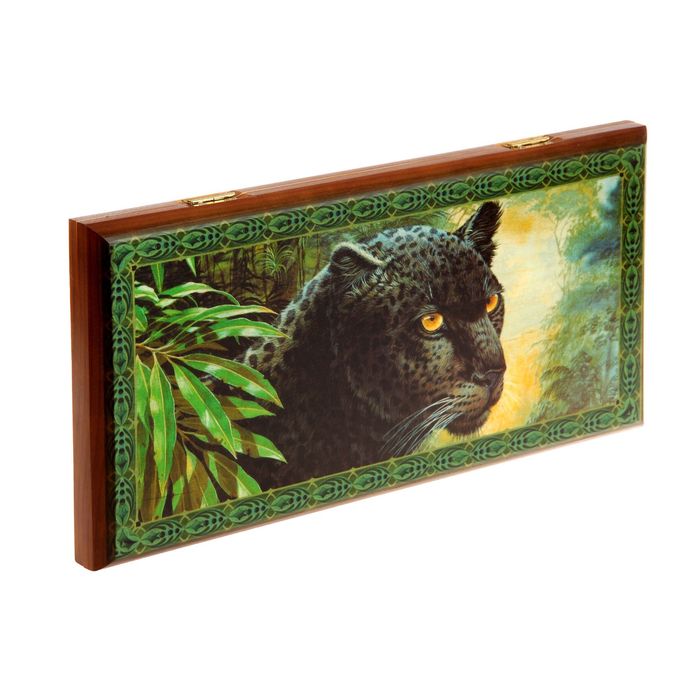 Нарды-шашки "Черный Ягуар" (доска дерево 40х40 см)