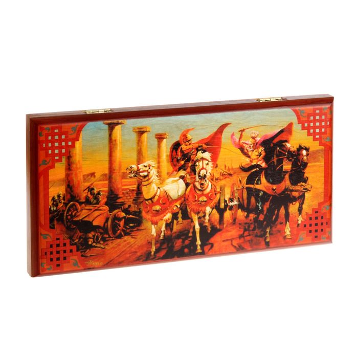 Нарды-шашки "Гонки на колесницах" (доска дерево 40х40 см)