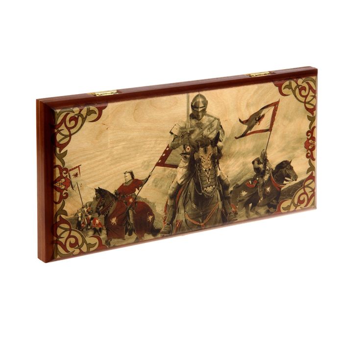 Нарды-шашки "Конные рыцари" (доска дерево 40х40 см)