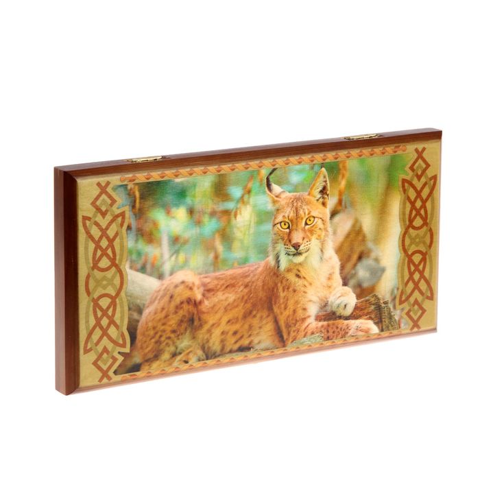 Нарды-шашки "Рысь" (доска дерево 40х40 см)