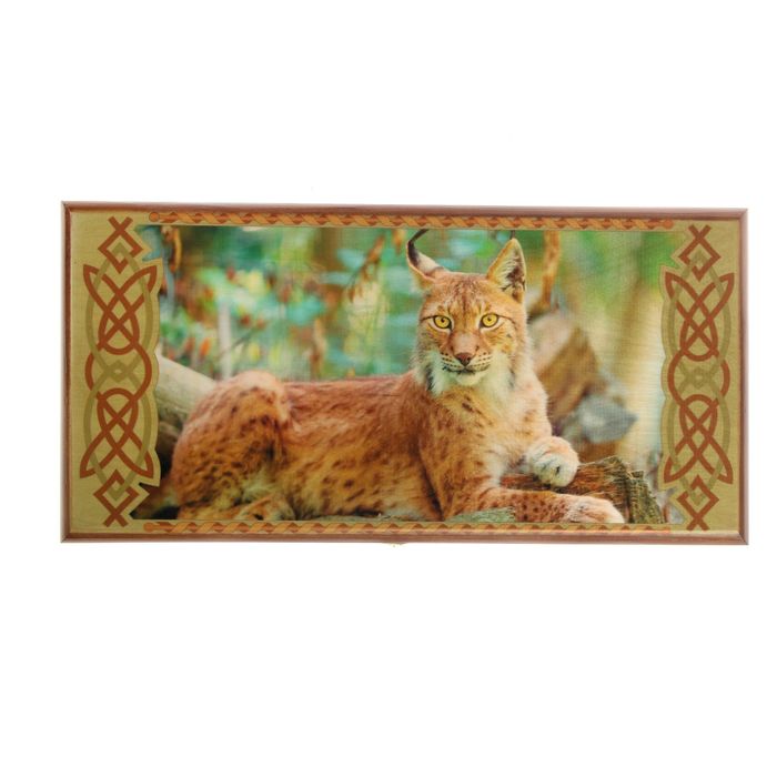 Нарды-шашки "Рысь" (доска дерево 40х40 см)