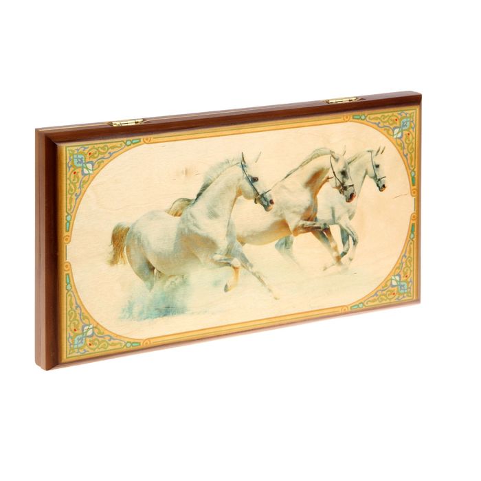 Нарды-шашки "Лошади" (доскка дерево 40х40 см)