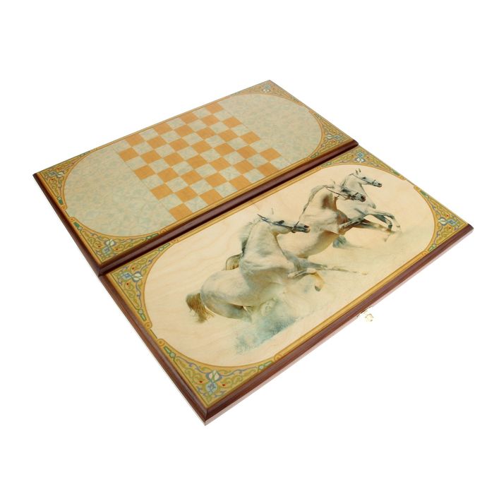 Нарды-шашки "Лошади" (доскка дерево 40х40 см)