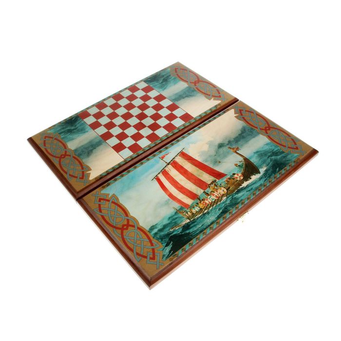 Нарды-шашки "Викинги" (доска дерево 40х40 см)