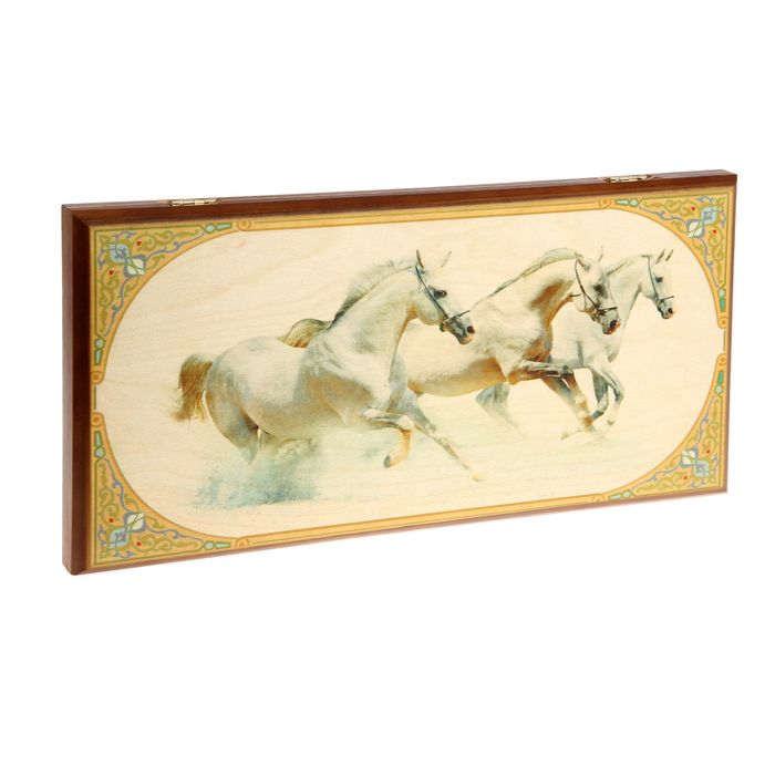 Нарды-шашки "Лошади" (доска дерево 50х50 см)