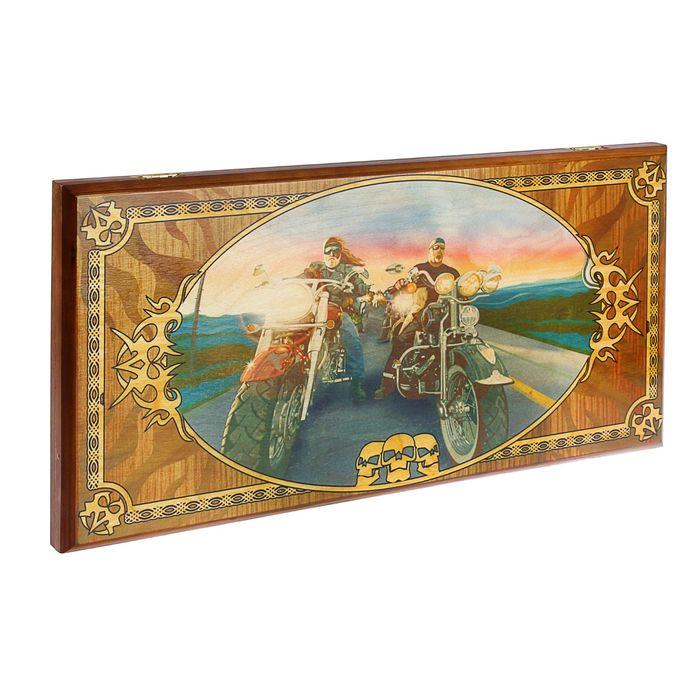 Нарды-шашки "Байкеры" (доска дерево 60х60 см)