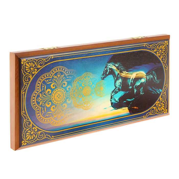 Нарды-шашки "Black Horse" (доска дерево 40х40 см)