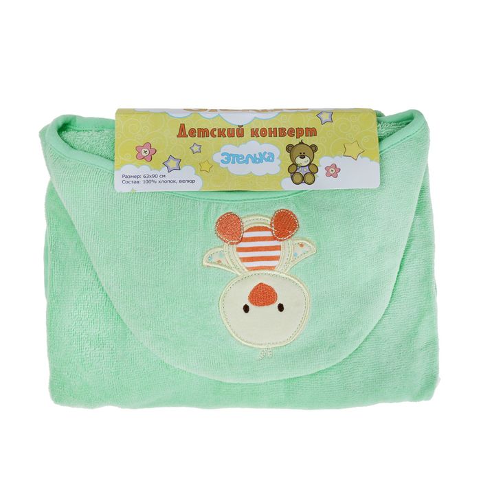 Конверт детский с вышивкой "Этелька" Утенок 63*90 см, 100% хлопок, велюр, 350 гр/м2 141150