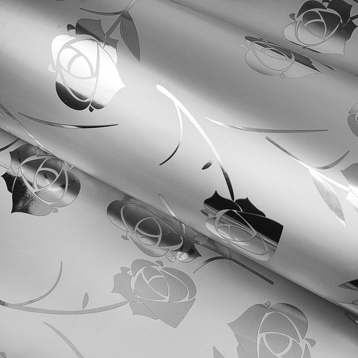 Пленка голография "Цветы", серебряный, 70 х 100 см