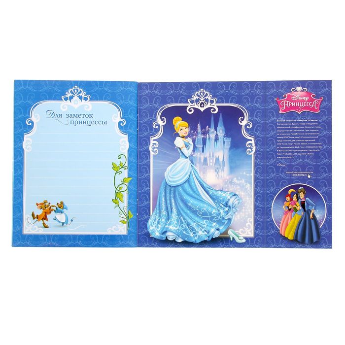 Набор подарочный с блокнотом-открыткой и ручкой "Чудесной принцессе", Принцессы: Золушка