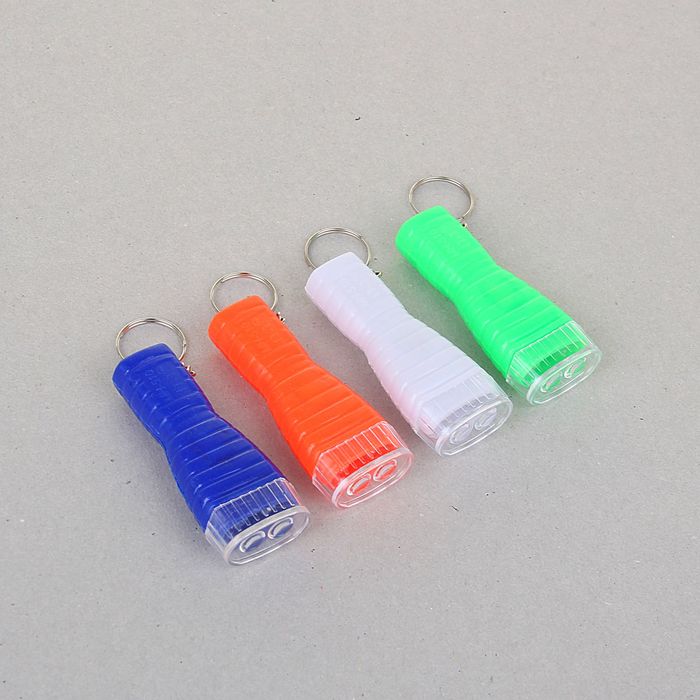 Фонарик свет на кольце "Две лампочки" МИКС