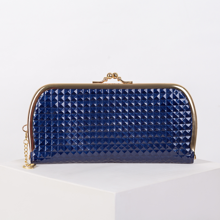 Кошелёк женский "Квадраты", 5 отделов, на рамочном замке, синий