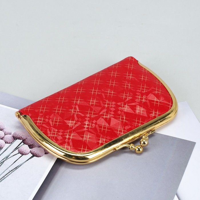 Кошелёк женский "Штрих", 5 отделов, на рамочном замке, красный