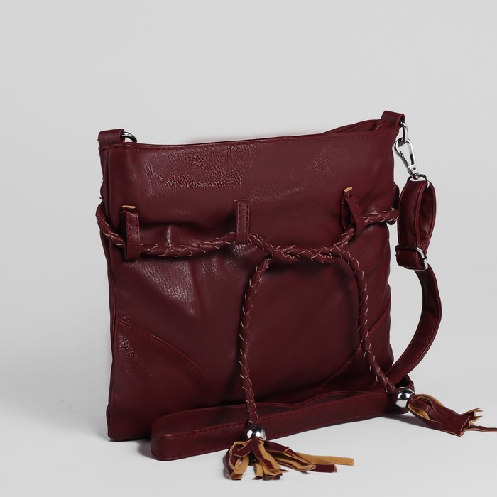 Сумка женская, 1 отдел, длинный ремень, цвет бордовый