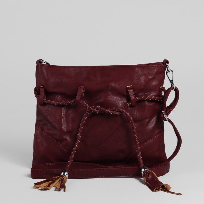Сумка женская, 1 отдел, длинный ремень, цвет бордовый